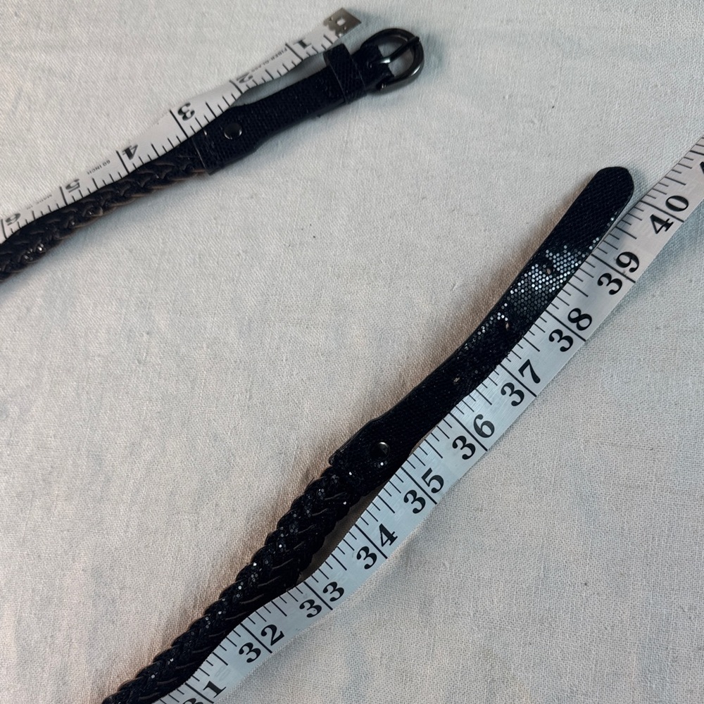 Elegant Black Braided Belt with Black Glitter Look. - Picture 5 of 8